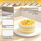 Vicsamer 6PCS Cake Rounds-12IN, Sturdy Corrugated Cake Boards for Dessert