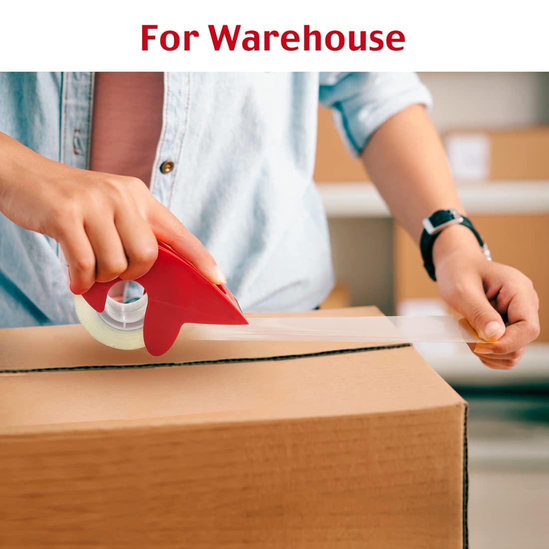 Packing Tape with Dispenser, 6 Packs Noiseless Clear Packaging Tape