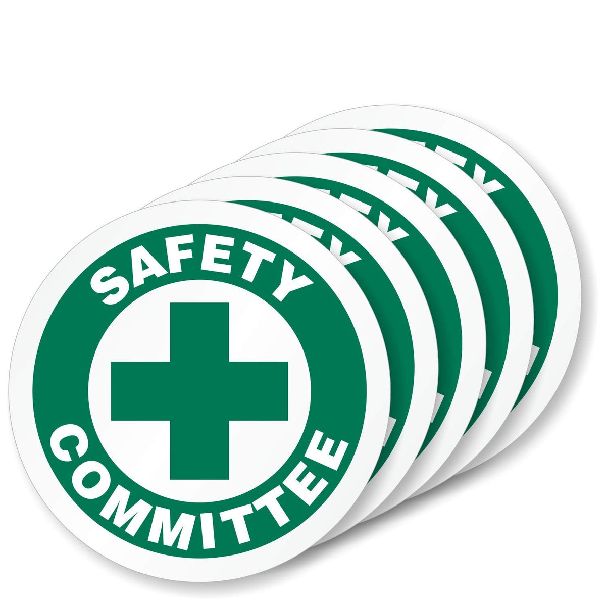 SmartSign Safety Committee Pack of 5 Hard Hat Labels | Retro-Reflective, 2" Circle