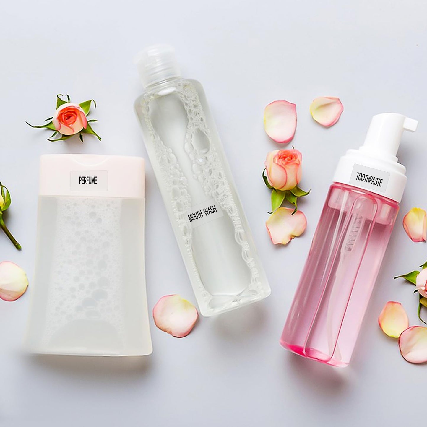180pcs Waterproof Clear Labels for Travel Size Bottles, Cosmetic Jars, Bathroom Beauty Organization, Refillable Bottles Sticker for Lotion, Cream, Body Wash, Shampoo