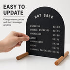Tabletop Menu Display Stand with Magnetic Letters and Writable Board Matte Black Metal A5 Horizontal (11 × 6.7 in)