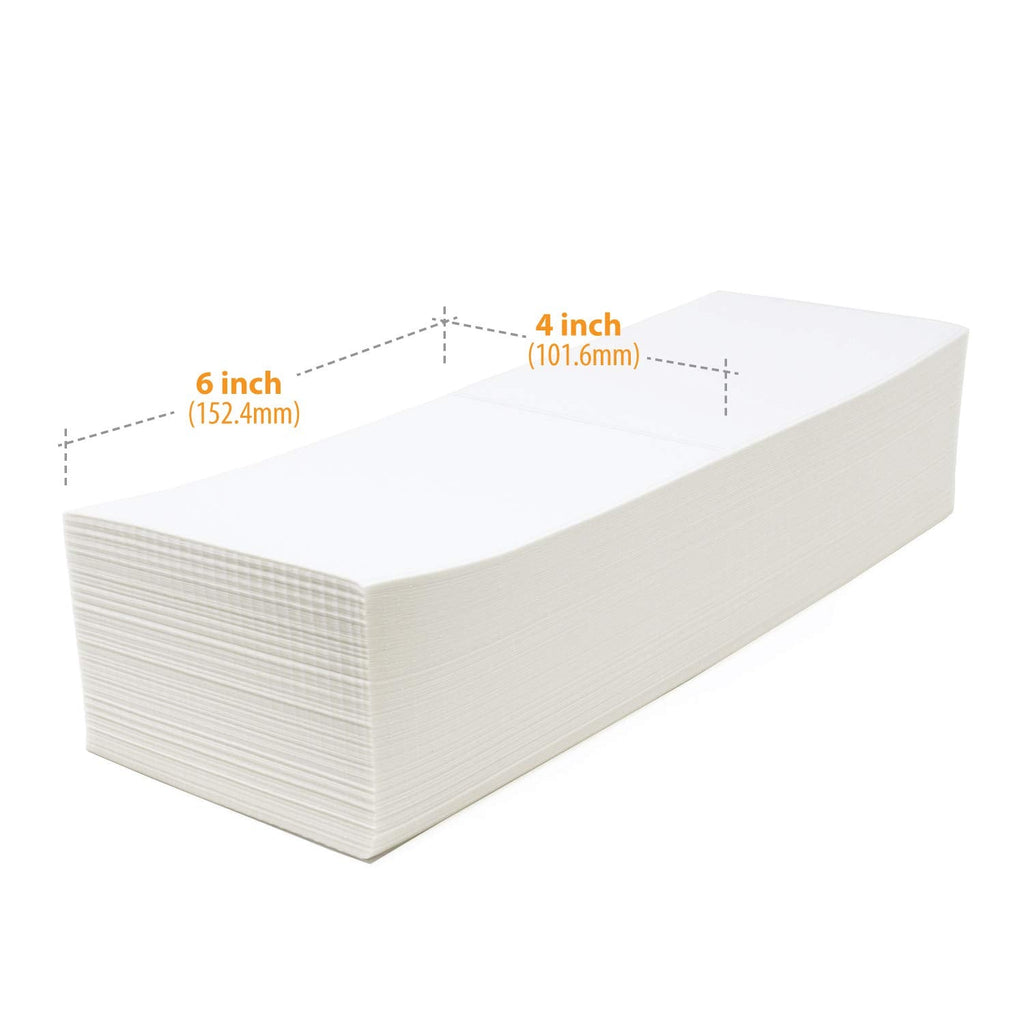 Buhbo Direct Thermal Labels - 4 x 6 inch - White, 1000 Labels
