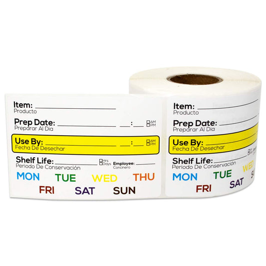600 Shelf Life Food Rotation Labels, 2" x 3" Freezer Food Labels Stickers to Write On Food Date Meal Prep Labels for Food Container Food Service Labels, 2 Rolls of 300 Food Expiration Stickers