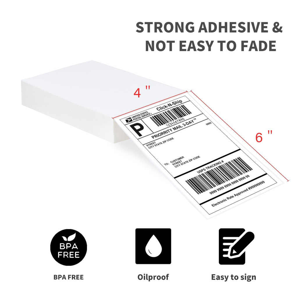 LLIKED 200 4x6 Fanfold Thermal Labels, Direct Thermal Shipping Labels 200 Labels