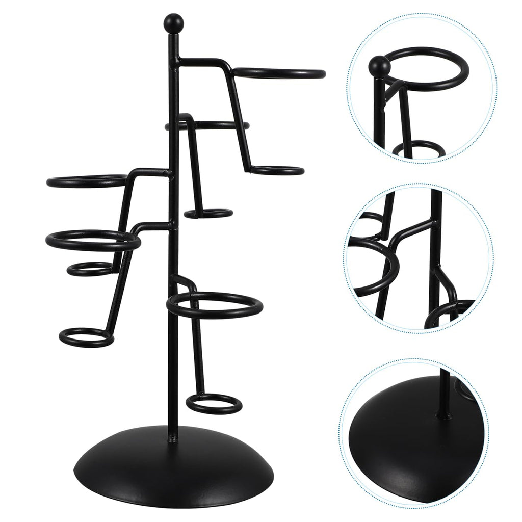 Cabilock Iron Ice Cream Cone Holder Stand 5-Hole Black