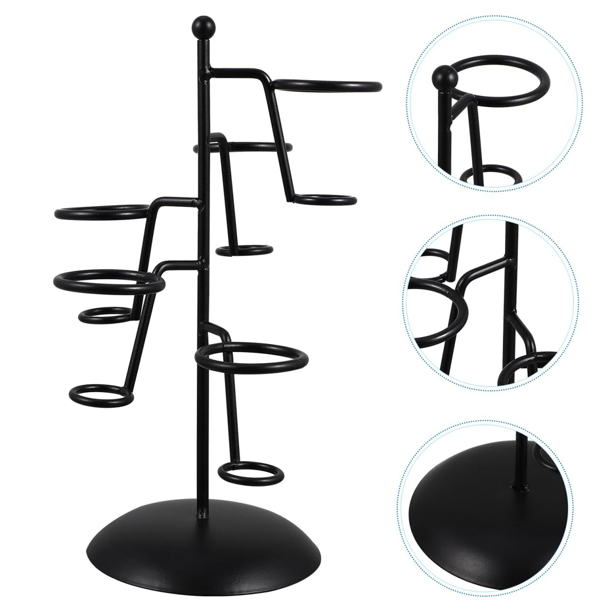Cabilock Iron Ice Cream Cone Holder Stand 5-Hole Black
