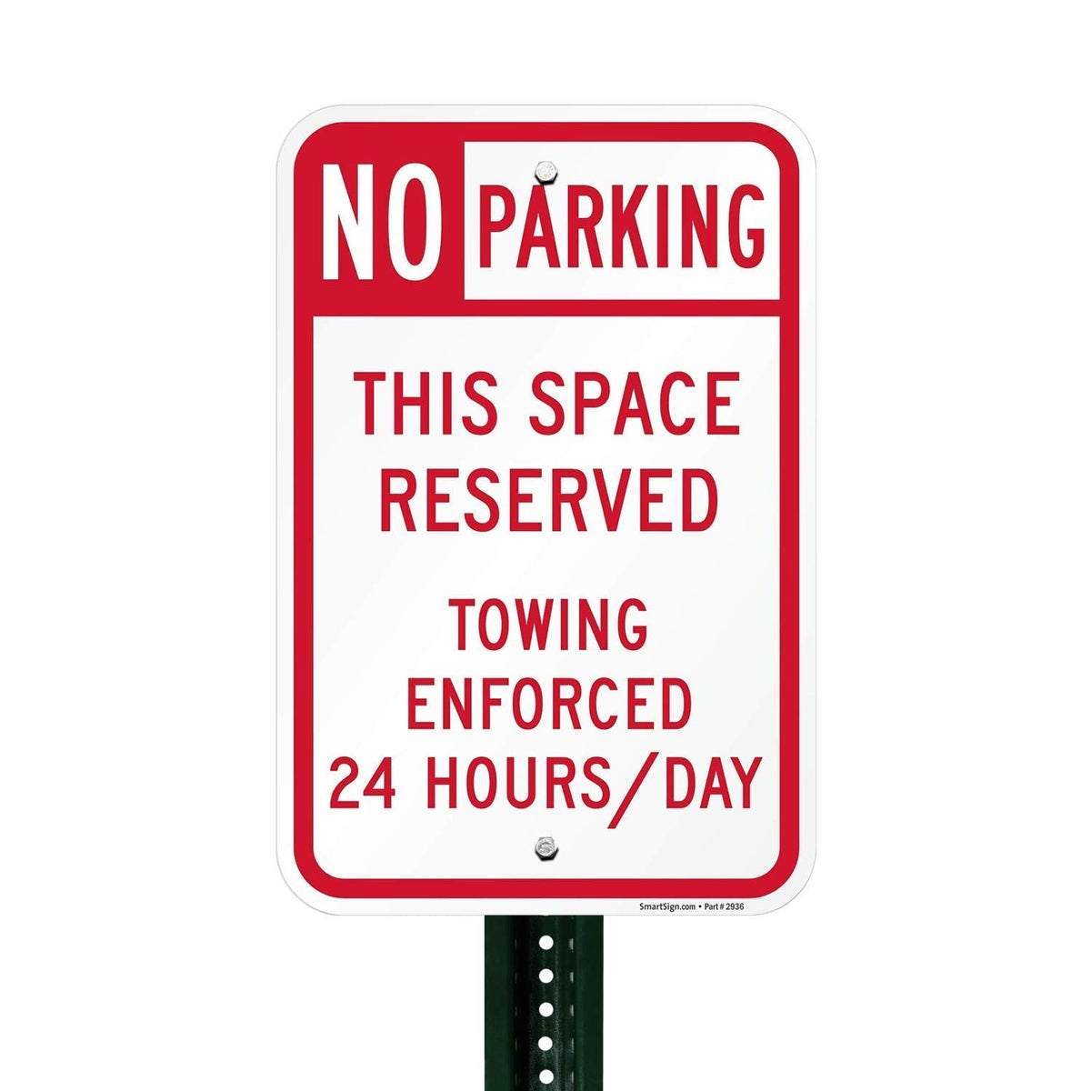 SmartSign "No Parking - Space Reserved, Towing Enforced" Sign | 12" x 18" Aluminum 12" x 18"
