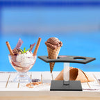 2holes Ice Cream Cone Stand Sushi Roll Holder with Stylish Dessert Display Rack for Parties Restaurants and Events Easy to Clean and Maintain 14.00X7.20X7.00CM
