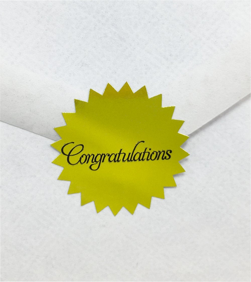 Congratulations Stickers Metallic Gold Seals 1 Inch 100 Adhesive Labels
