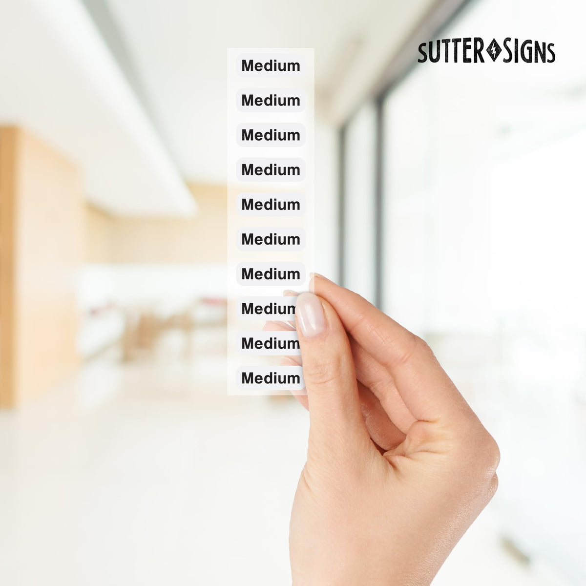 250pcs Medium Clothing Size Strip Labels, 1.25" x 5"