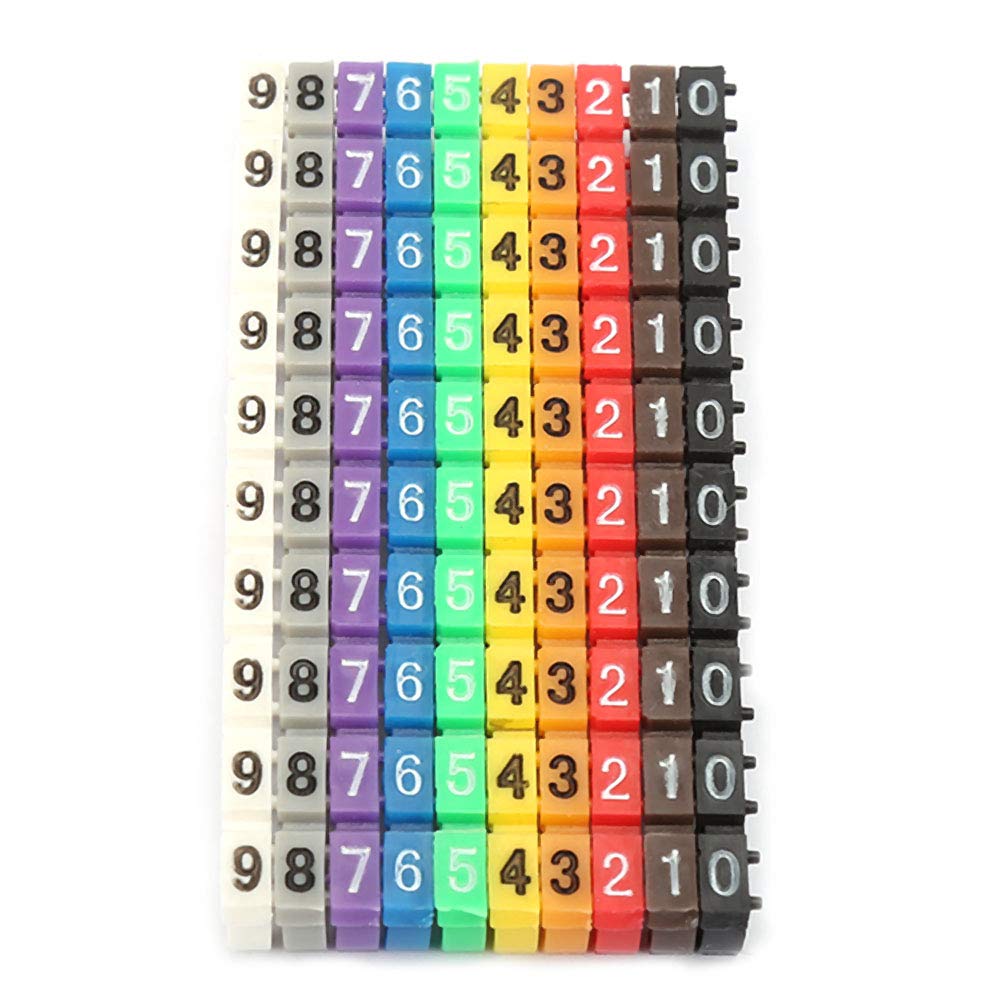 Wire Number Labels, Clip on Wire Markers, Colorful Cable Numbering Marker for Data Center Cable Management, Studio Patch Bays(100PCS KCM-2.5MM) 100PCS KCM-2.5MM