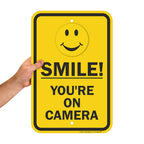 SmartSign "Smile You're On Camera" Sign | 12" x 18" Aluminum