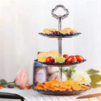 4 Sets of 3 Tier Cake Plate Stand Handle Hardware, Cake Fruit Food Plate Stand Handle Fitting Hardware Rod Holder - Vintage Sunflower+Crown Fittings(Golden+Siver)