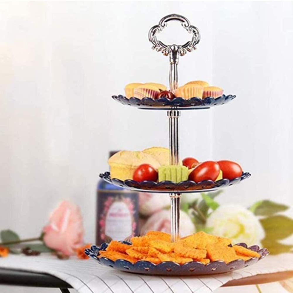 4 Sets of 3 Tier Cake Plate Stand Handle Hardware, Cake Fruit Food Plate Stand Handle Fitting Hardware Rod Holder - Vintage Sunflower+Crown Fittings(Golden+Siver)