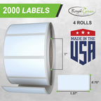 Royal Green 4-Color Rectangle Labels, 40 x 19mm, 2000 Pack 4 Color Combo