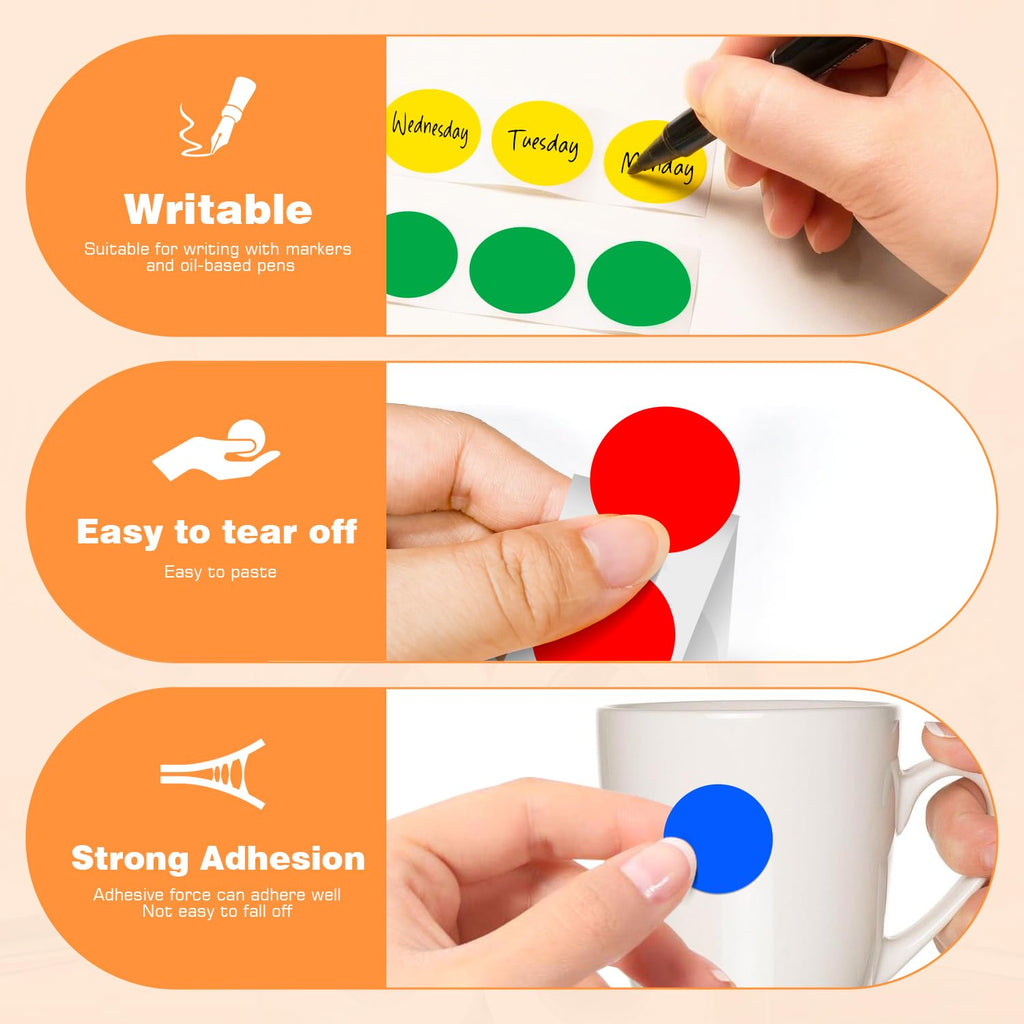 1 Inch 4 Colored Dot Stickers, 2000PCS Round Sticker Label Dots Red-yellow-blue-green 4Colors-2000PCS