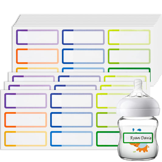 Waterproof Baby Bottle Labels for Daycare Supplies Self-laminating, Dishwasher Safe, 108 PCS Toddler Daycare Labels, School Name Labels Stickers for Kids Stuff, Kids Name Tags for Plastic Water Bottle 12sheets-108pcs