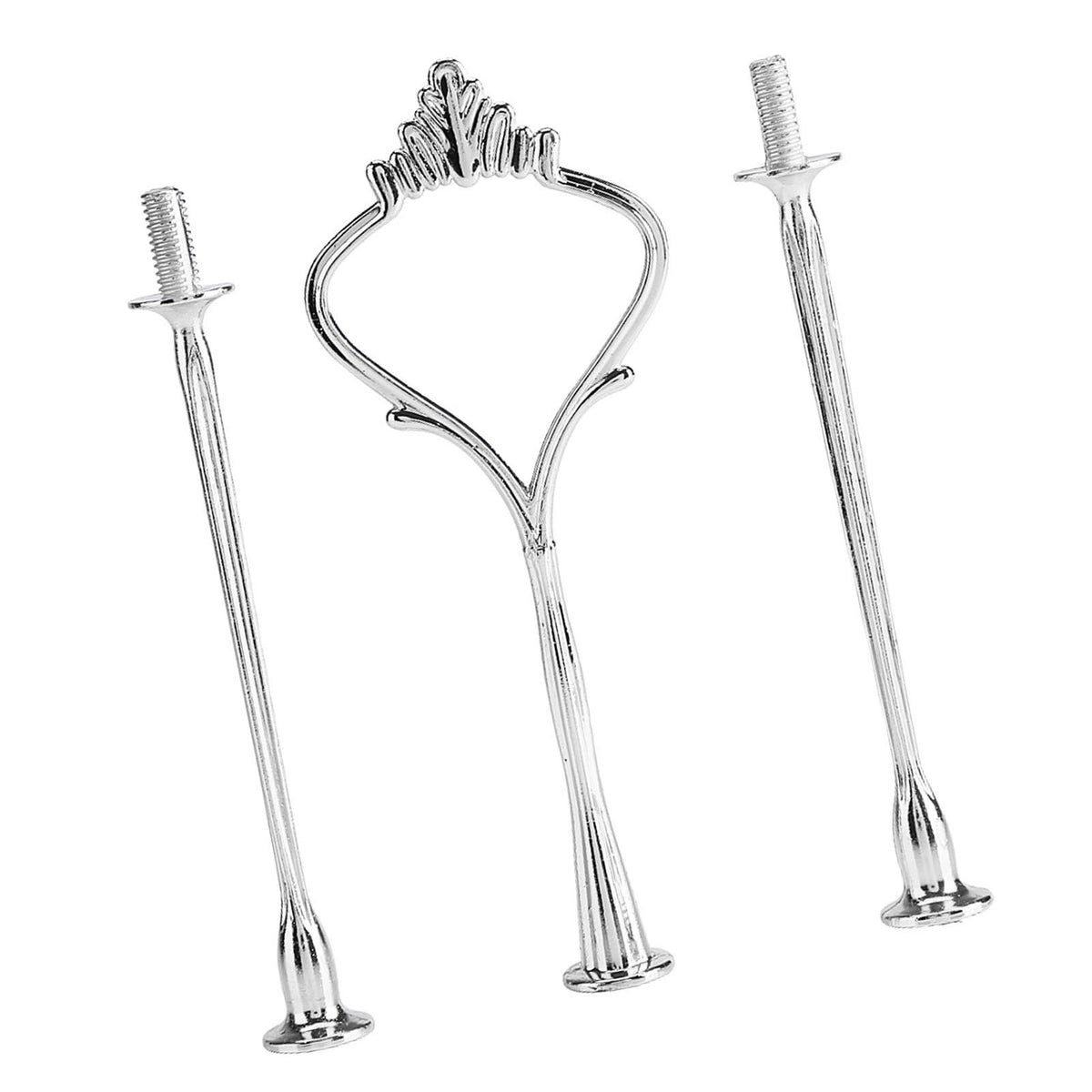 Cake Plate Stand Handle, Zinc Alloy Material, Ice Color, Multi Tiers Cake Tray, Fruit Tray Stand Holder, for Birthday Party, Anniversary or Daily Use (Three-layer small crown silver) Three-layer small crown silver