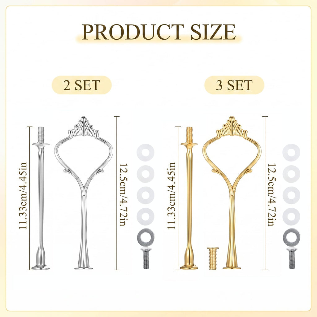 Tiered Tray Hardware Kit,5 Sets Cake Tier Stacking Kit for DIY Food Stand Glod,Silver