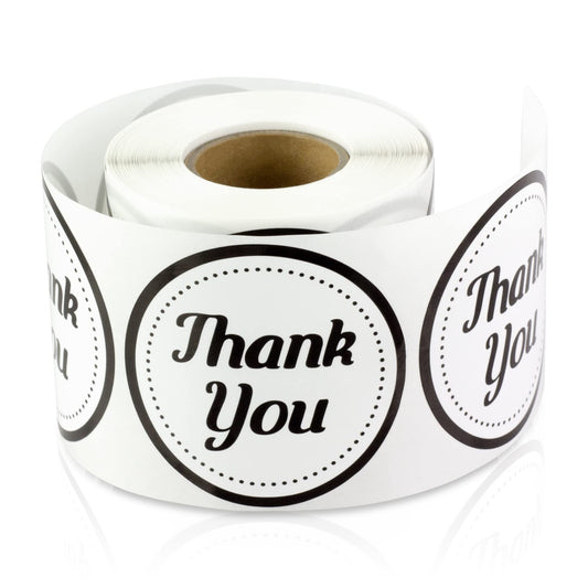 Thank You Sticker Label - Appreciation Sticker for Retail, Stores, Sales, Thrift Stores, Boutiques, Bakeries, Yard Sales - 300 Count Roll 2 Inch Circle