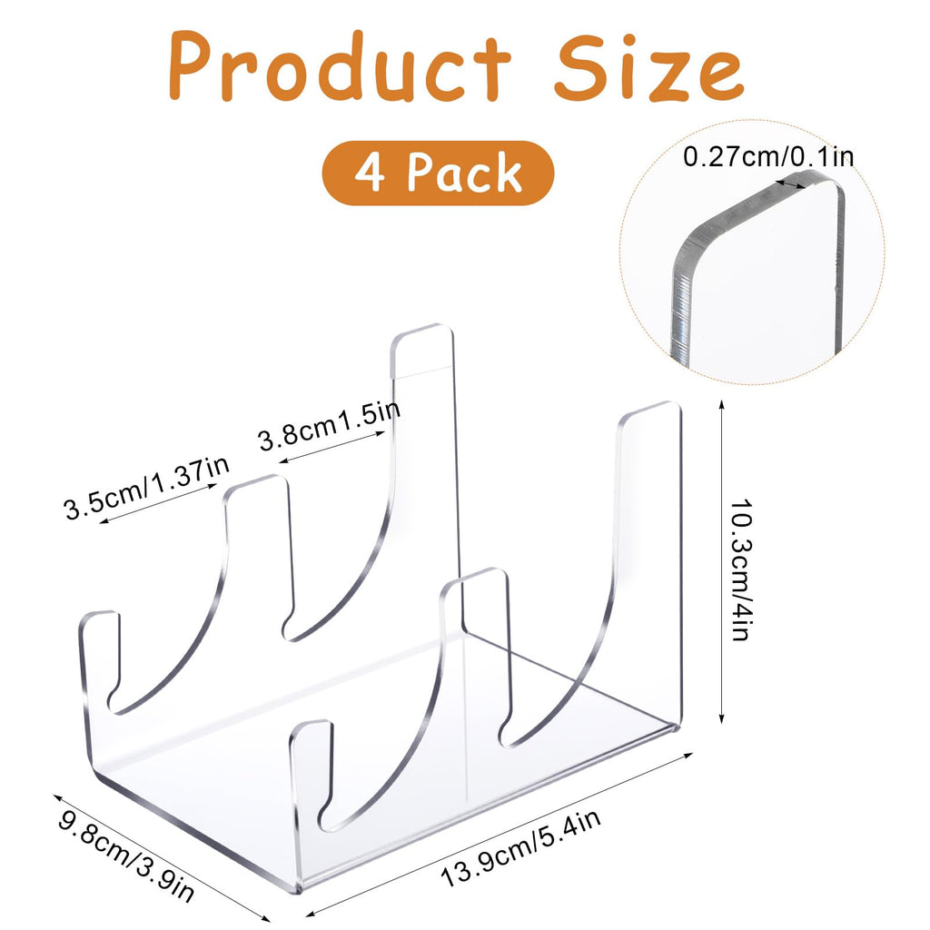 4 Pcs Plate Dinnerware Display Stand, 2-Tier China Platters Holder, Acrylic Plate Stands for Display Clear Kitchen Cabinet Organizer