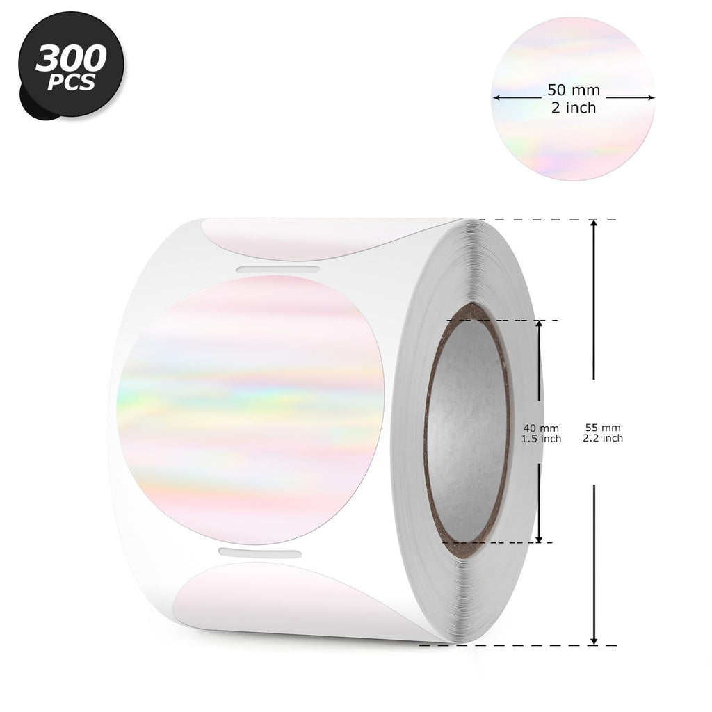 Thermal Labels Vinyl 1.5 Inch Holographic Rainbow & 3 × 3 Inch Clear Bundled