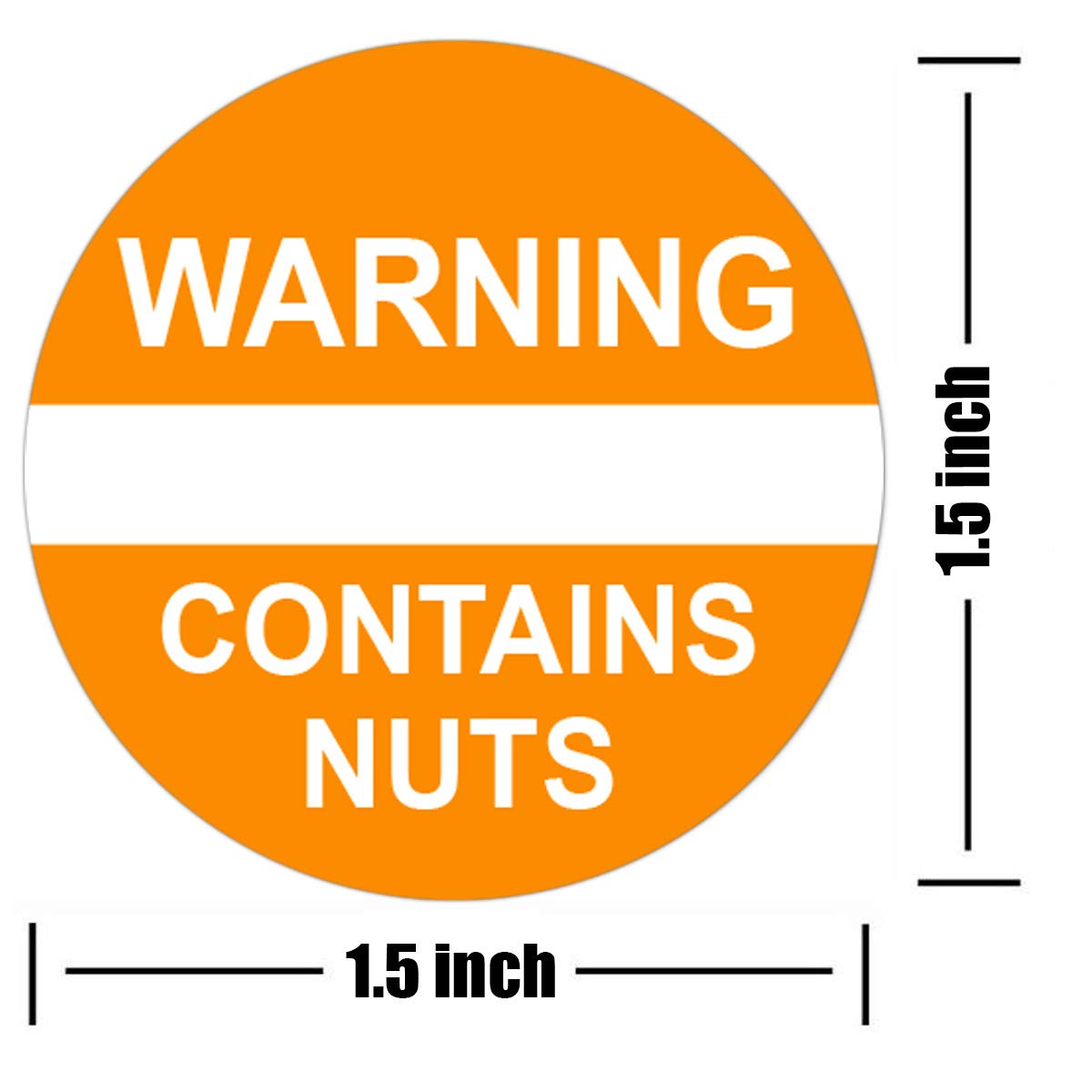 Contains Nuts Labels 1.5 Inch,Orange Red Food Advisory Labels White Imprint Round Circle Dots 500 Adhesive Stickers