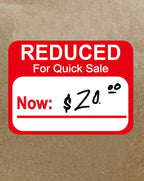 Red Well Tile Pricemarker Labels, 1.8"x2" retail food price tags, 500 pcs for grocery store pricing.