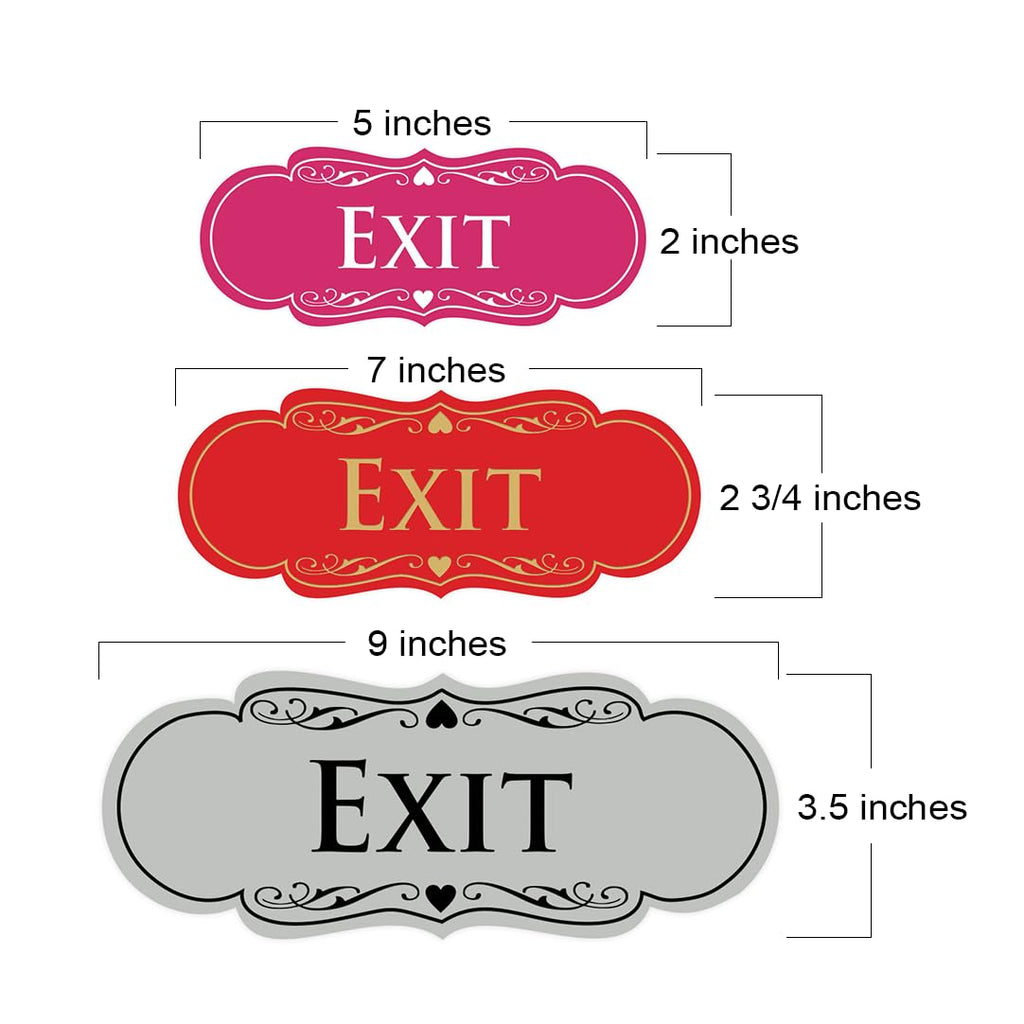 Designer EXIT Sign - Black/Gold - Medium (2 Pack) Black Gold 2.75" x 7" - Med (2 Pack)