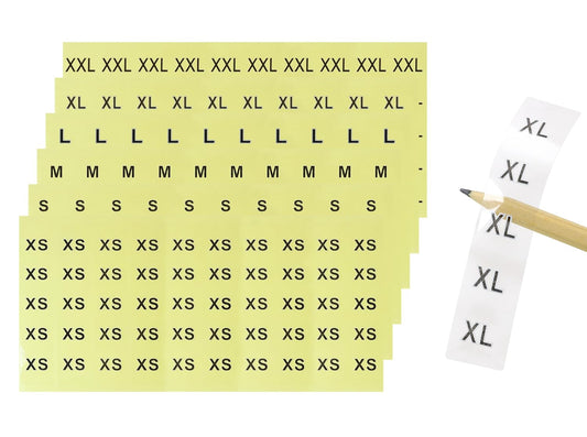 ONLYKXY 360pcs Transparent Sticker Strip Plastic Clothing Size Label - 4 Inch, 6 Size Combination (XS/S/M/L/XL/XXL)