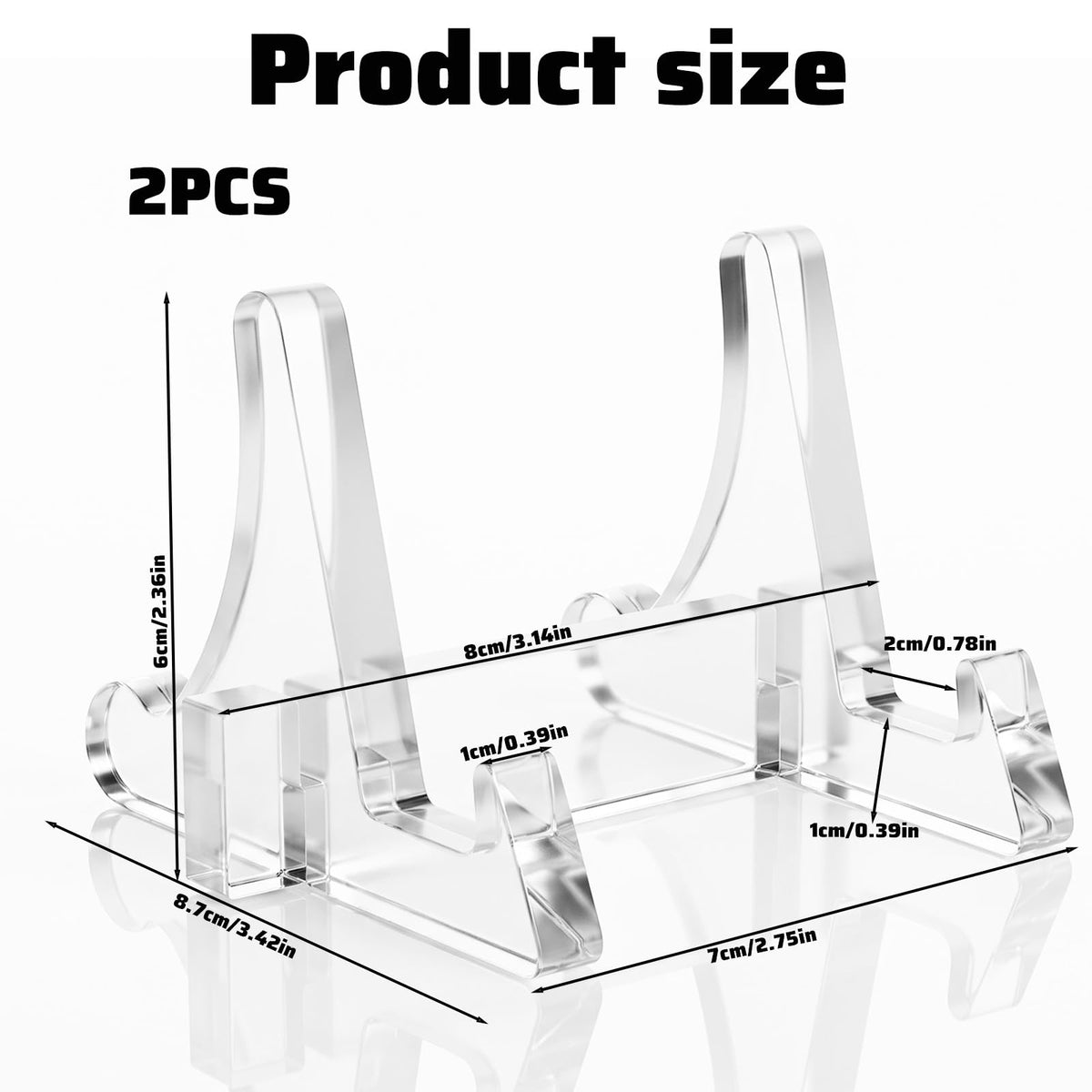 2pcs Small Plate Stand for Display Acrylic Plate Holder 2.36 inch