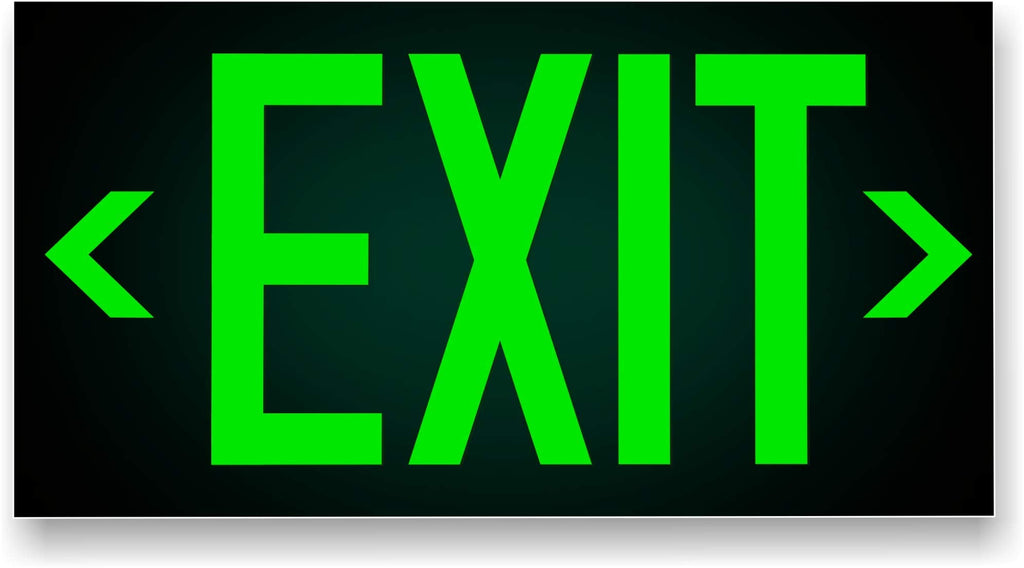 UL 924 Photoluminescent Exit Sign, Green, Pack of 2
