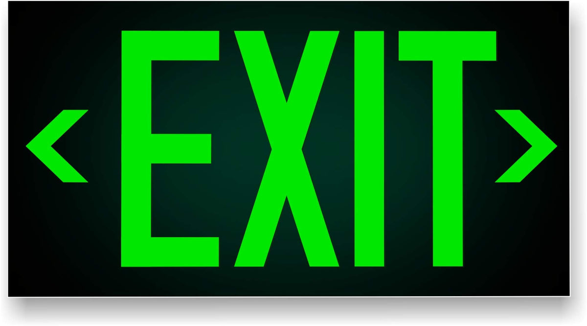 UL 924 Photoluminescent Exit Sign, Green, Pack of 2