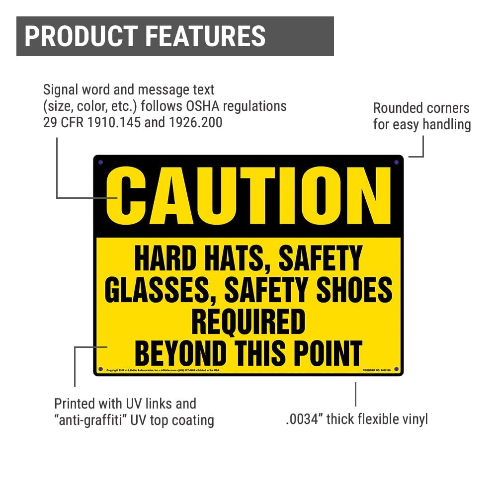 J. J. Keller Caution PPE Required Sign, 14"x 10"