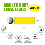 STTMGN Dry Erase Magnetic Labels (1x3,Pack of 60),Write On Magnets Sticker,Real Waterproof/Reusable for Classroom&Office&Cabinet&whiteboard&Fridge&More (Multicolor) 1X3" Multicolor 60pcs