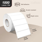 White Rectangle Labels 3" x 1" Color Coding Stickers Roll 1000 Pcs White