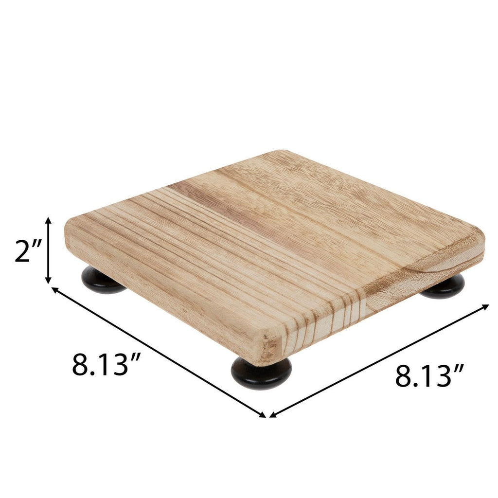 Hobby Lobby Wood Display Riser with Black Feet, Square Platform, Natural Grain Finish, Fall Christmas Accent for Display on Table Countertop Mantel Entryway Wedding Party Centerpiece (Large - 8.13")