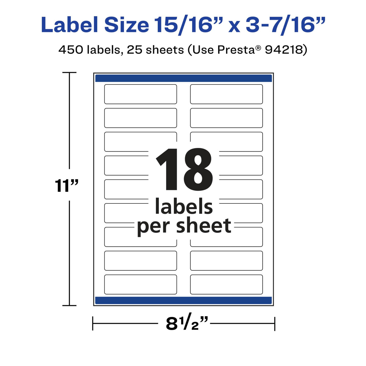 Avery® Glossy Clear Rectangle Labels, Sure Feed® Technology, 15/16" x 3-7/16", 450 Glossy Clear Labels, Laser/Inkjet Printable 450 labels