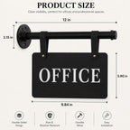 Double Sided Office Sign for Wall Decor with Black Hanging Bracket