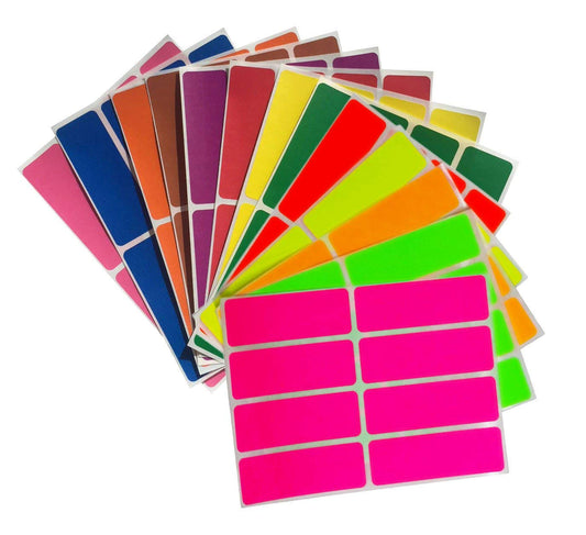 Royal Green Colored Label Sticker Rectangle in 13 Colors 1 x 3 inch writable Labels - 104 Pack 13 Color Combo