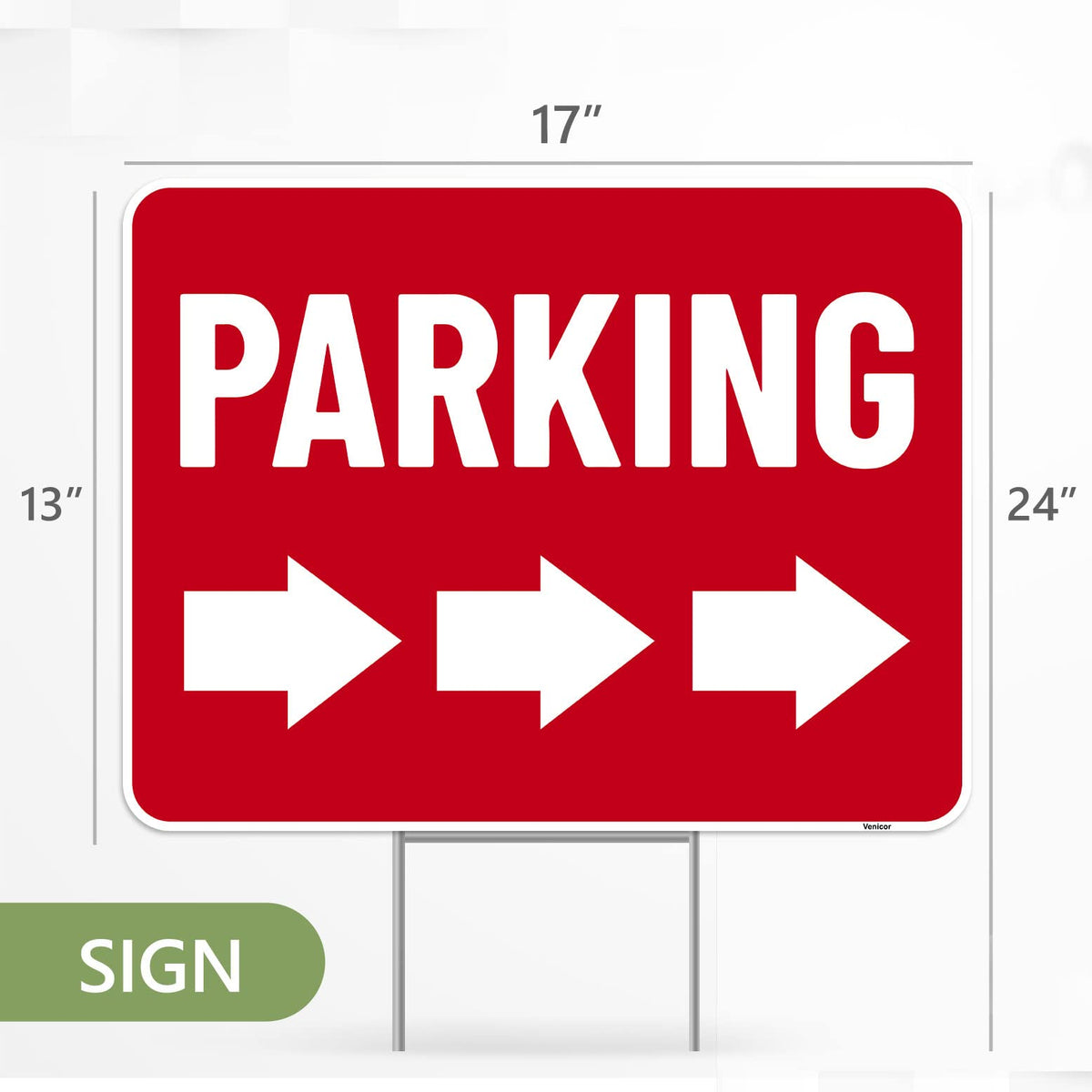 2PC Parking Sign with Stake, 17 Inches by 13 Inches - Double Sided Signs - Corrugated Plastic - Parking Sign for Event with Stand 2 Pack