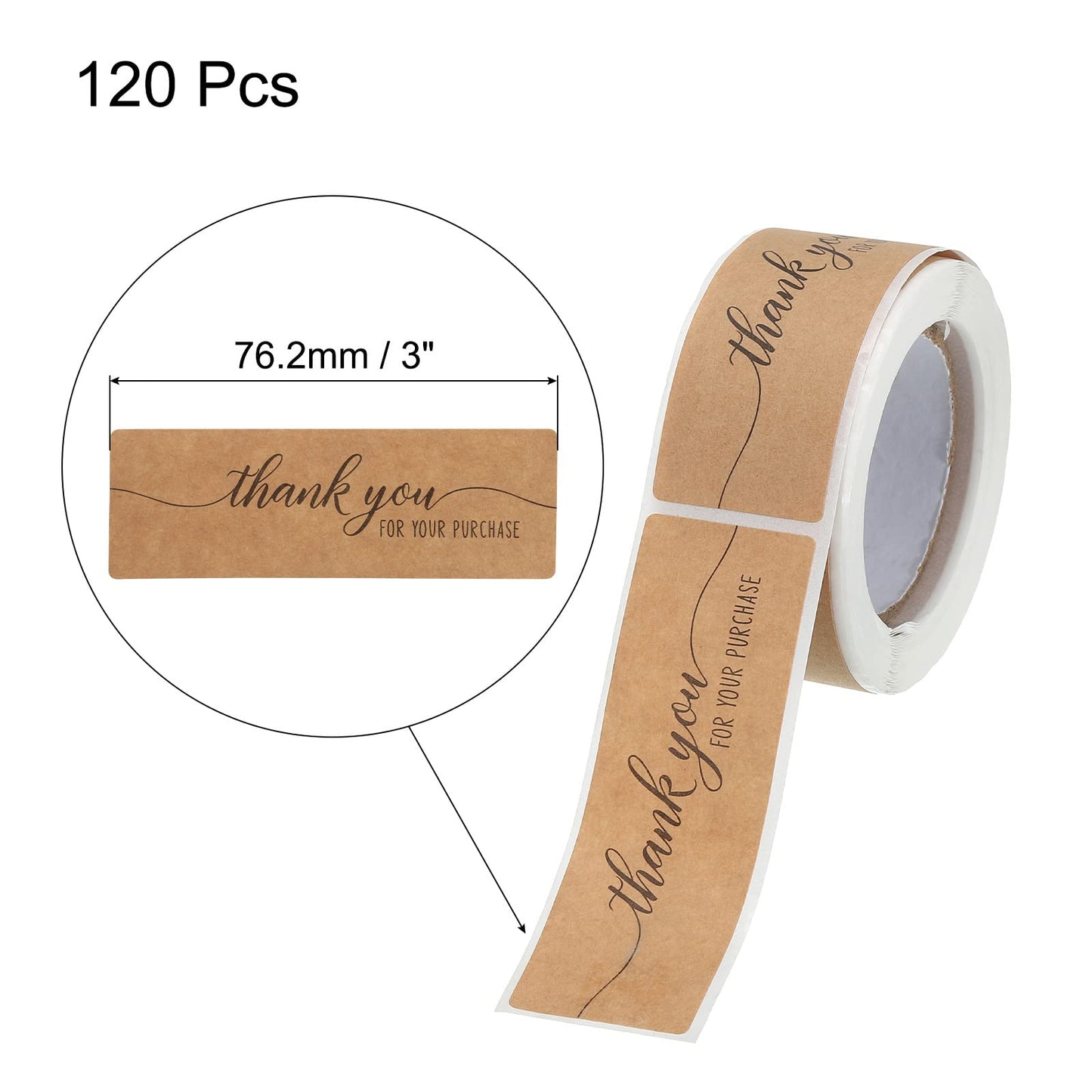 MECCANIXITY 1 Roll Thank You for Your Purchase Stickers 1x3 Inch Adhesive Rectangle Gift Seal Labels for DIY, Business, 120 Count/Roll