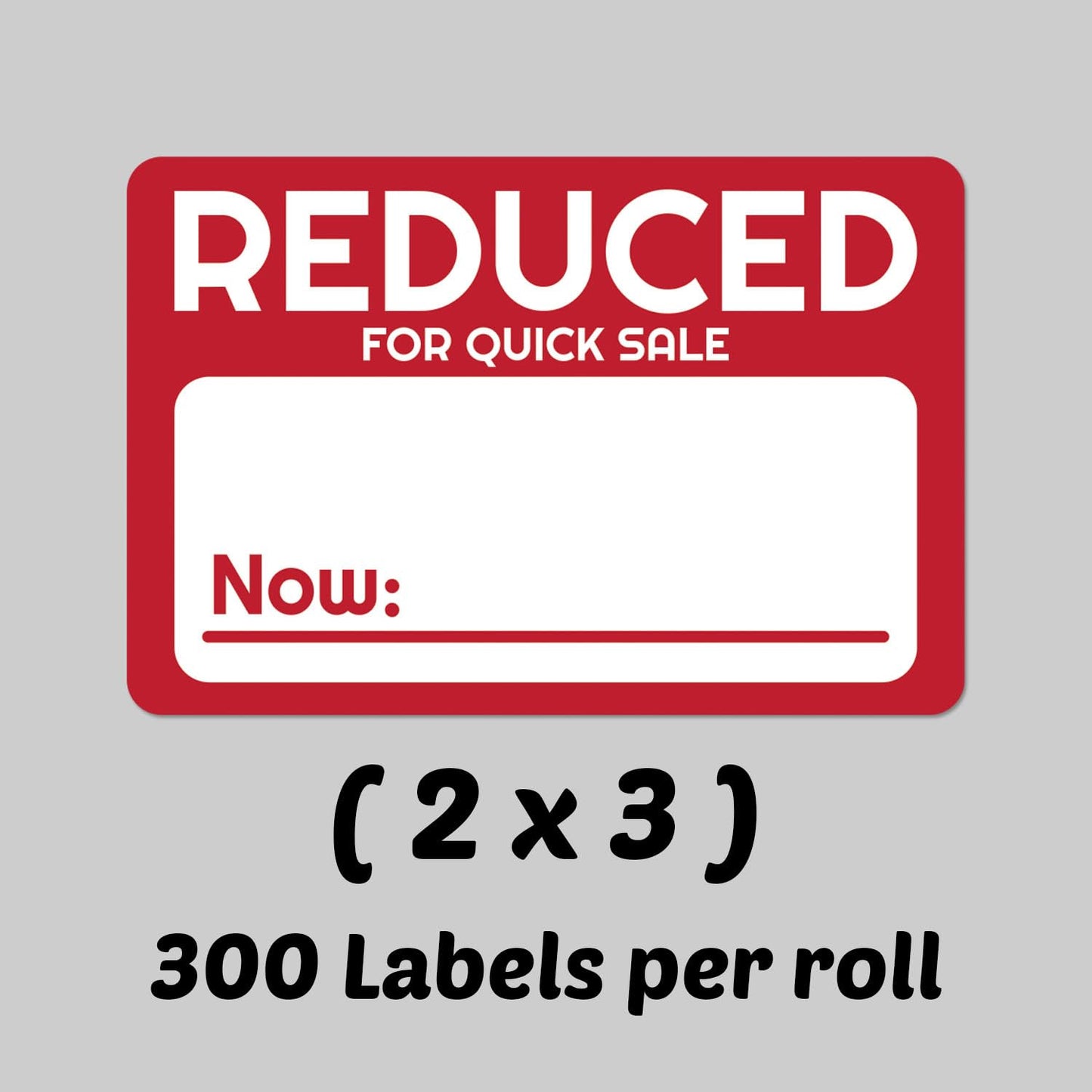 Reduced for Quick Sale Sticker Label - Red Discounted Price Sticker with Write in Price for Retail, Stores, Thrifting, Boutiques, Yard Sales - 300 Count 3 x 2 Inch Rectangle Label