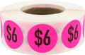 $6 Price Stickers Fluorescent Pink .75 Inch Round Circle Dots 500 Total Adhesive Stickers $6
