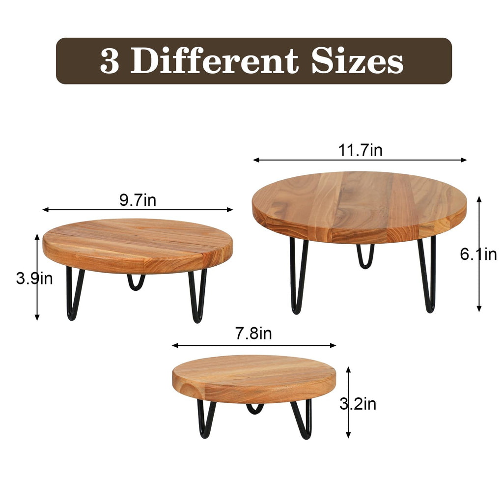 3 Pcs Buffet Risers, Wood Round Food Riser Dessert Table Display Stand Set for Party Wood Cupcake Stands Nesting Table for Home Decor (Natural) Natural