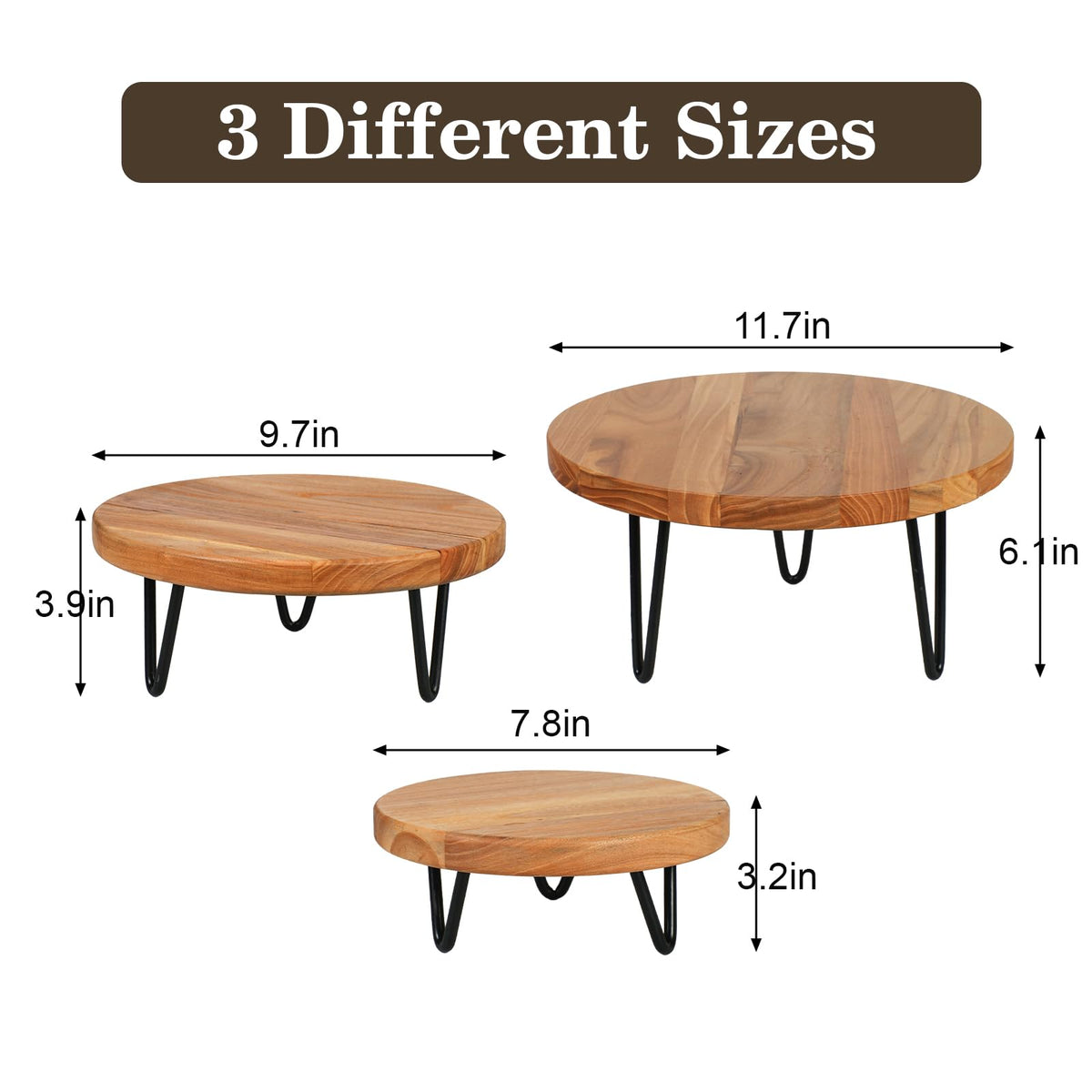 3 Pcs Buffet Risers, Wood Round Food Riser Dessert Table Display Stand Set for Party Wood Cupcake Stands Nesting Table for Home Decor (Natural) Natural