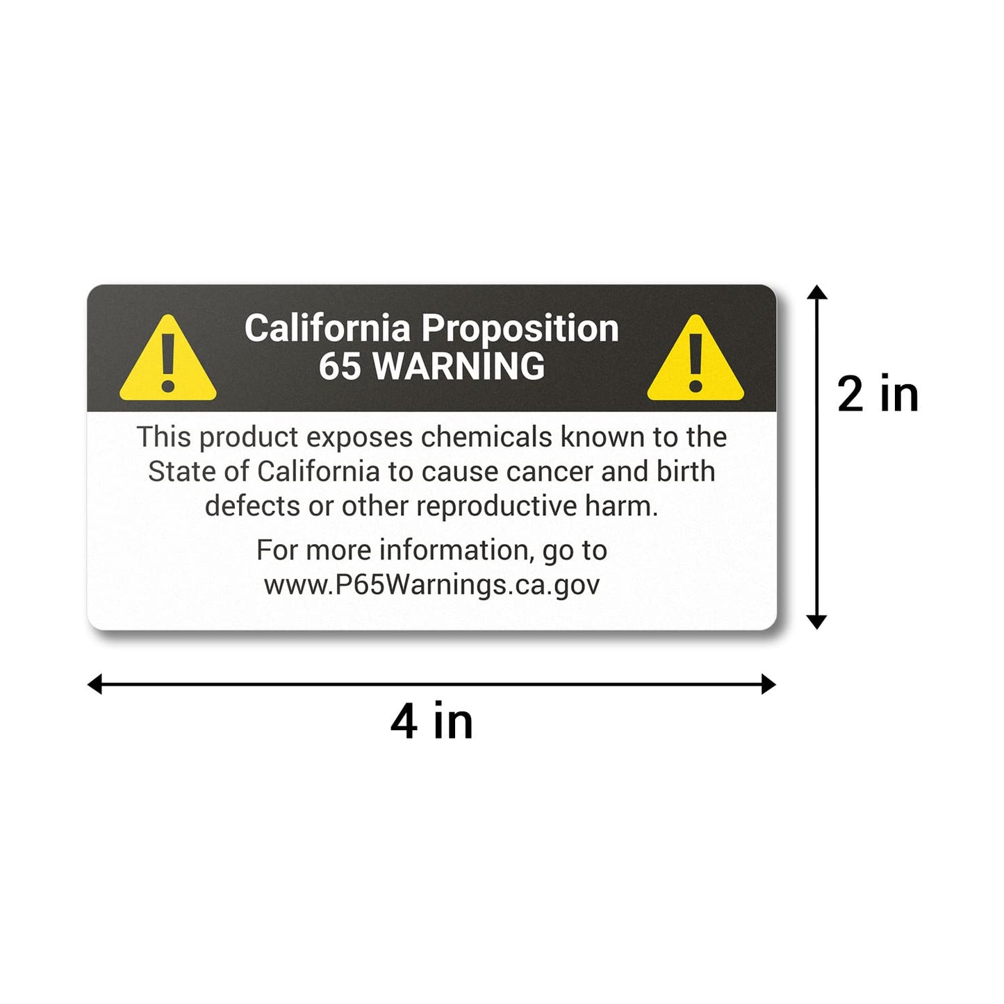 California Proposition 65 Warning Labels (4 x 2 inch / 300 Labels, 1 Roll) Prop 65 Warning Stickers Cancer and Reproductive Harm Chemicals Notice - P65 Health Alert Sign
