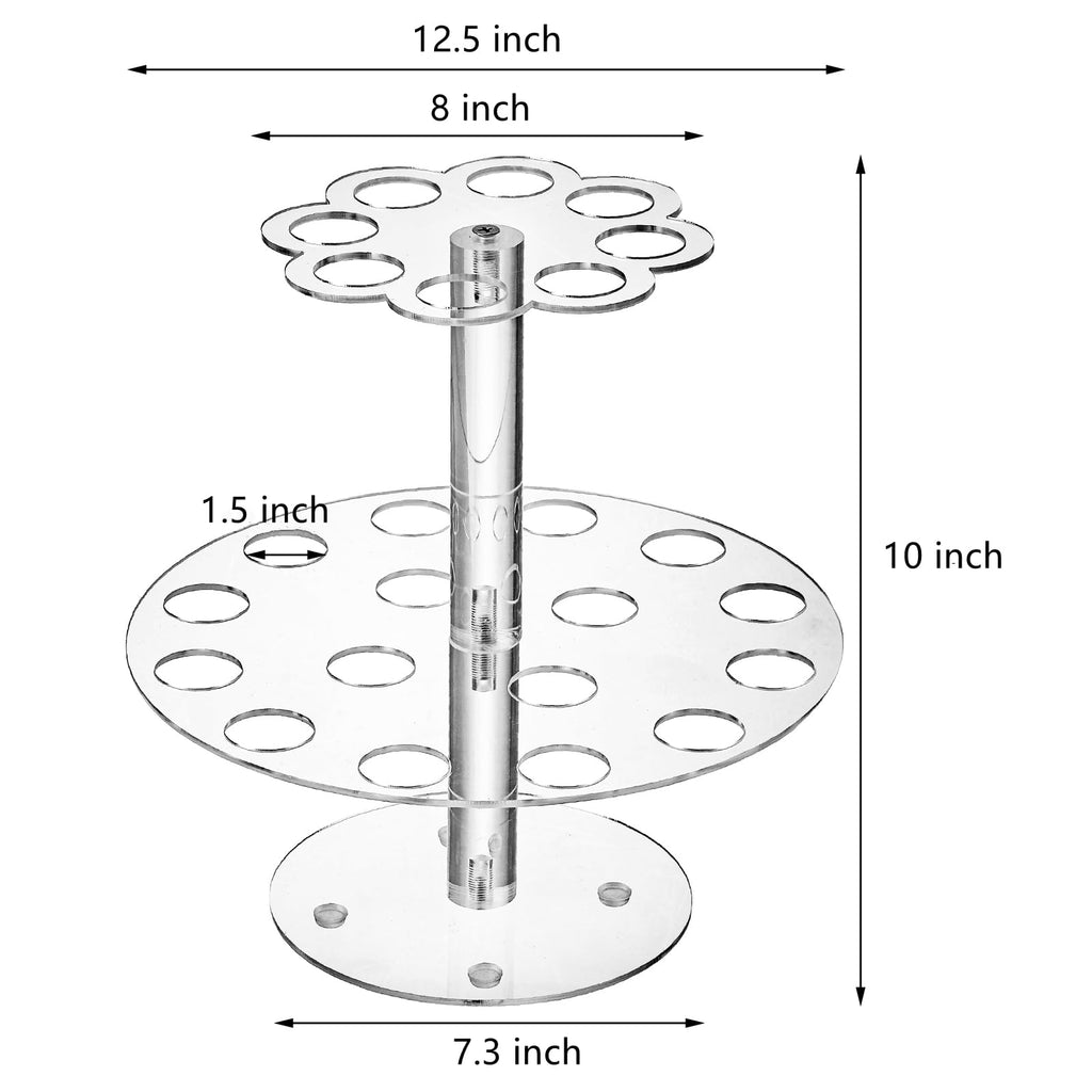 Hacaroa Acrylic Ice Cream Cone Holder, 24 Holes Waffle Sushi Hand Roll Stand Double Layer Cone Display Stand, Clear Food Display Stand Rack for Birthday Parties, Weddings, Christmas, Flower Shape