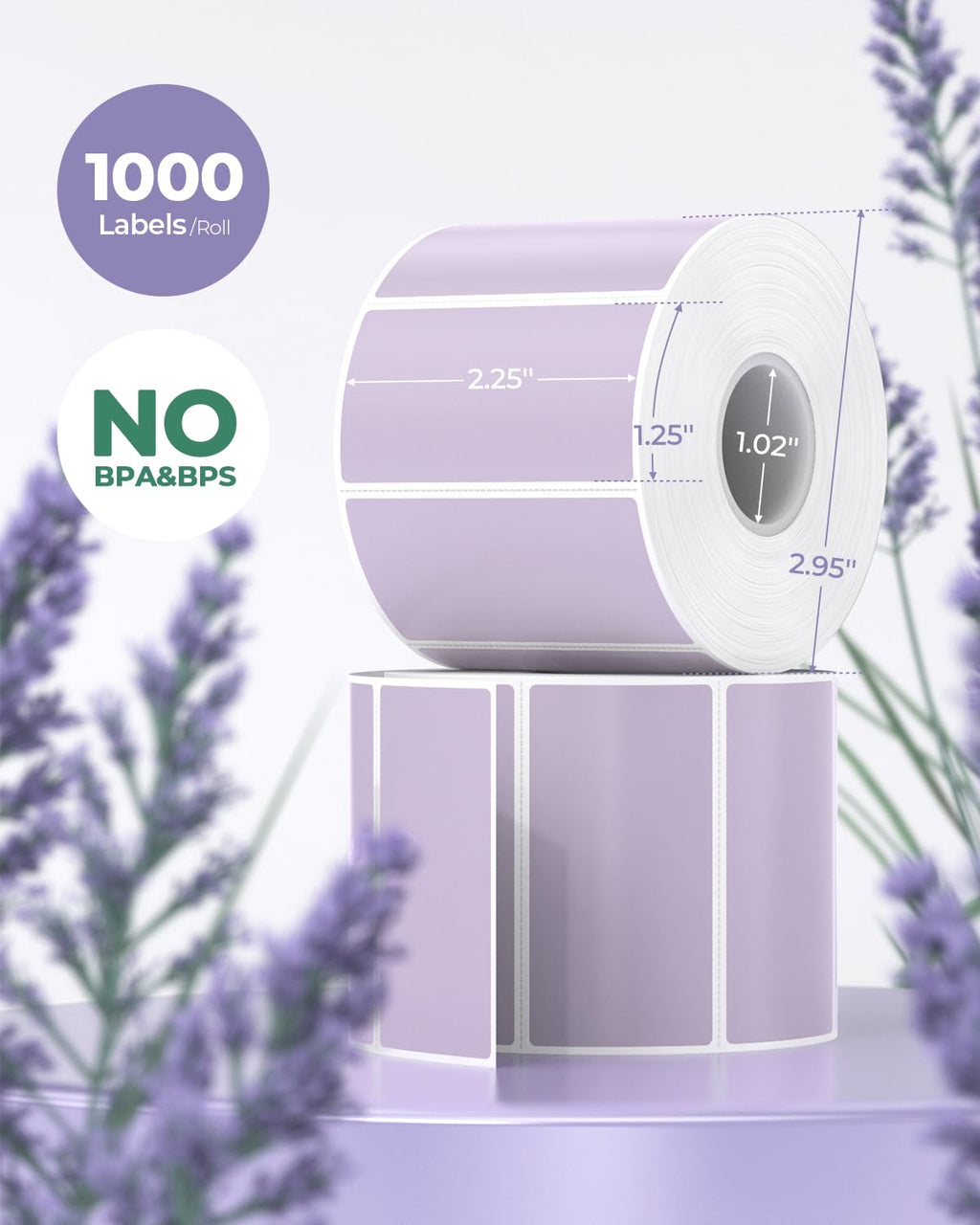 2.25"x1.25" Purple Thermal Sticker Labels+2 Inch Round Thermal Labels