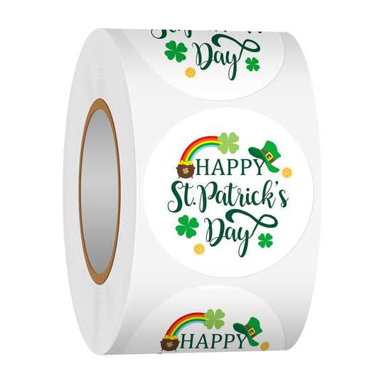 Heyfibro 500 PCS 1.5 Inch St. Patrick's Day Roll Stickers for Small Business, Gift Packing, Cards, Candy Bags, Envelope Seals, Party Supplies (Clover) Clover